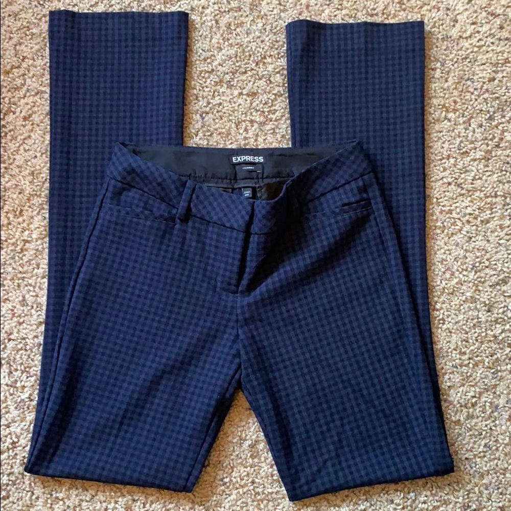 Express columnist pants navy checked pattern